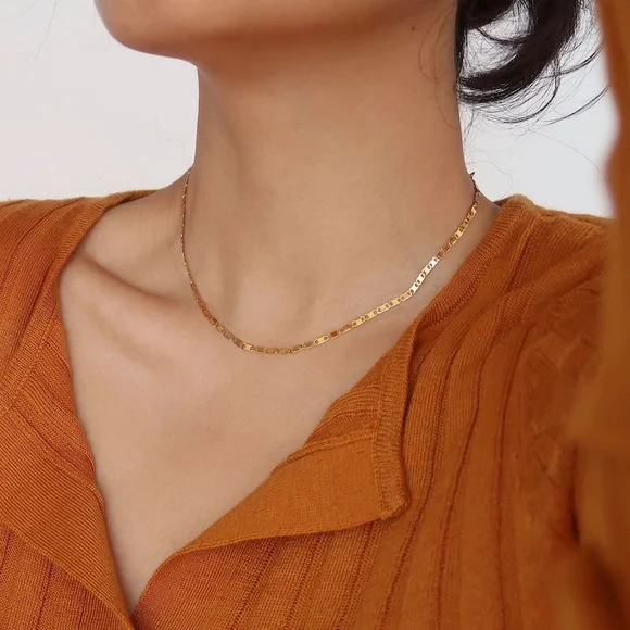 CLOSING SALE! ✨18K Gold Plated Flat Anna Chain Necklace - Picture 1 of 9